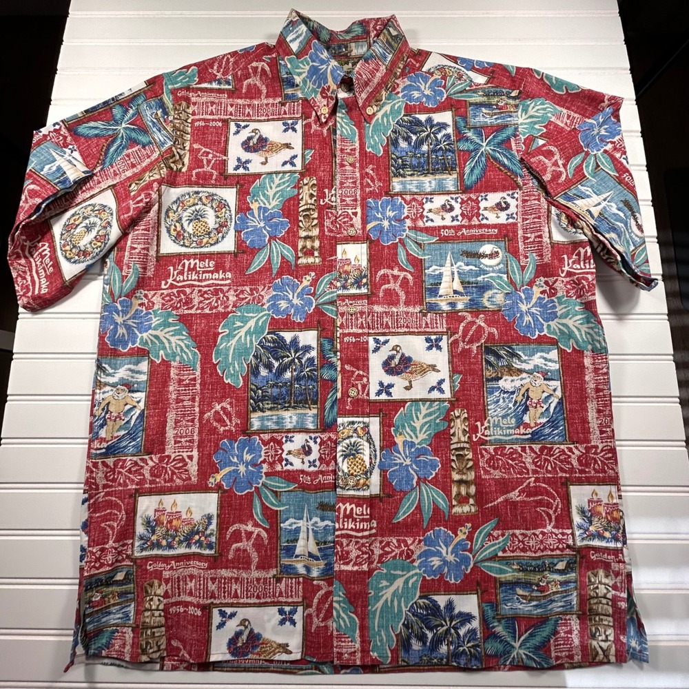 NWOT Reyn Spooner Mele Kalikimaka XMas Shirt Men's L Red 2006 50th Anniversary - Picture 2 of 15